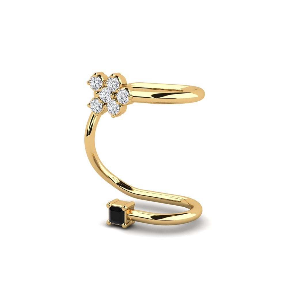 14k Oro Amarillo Diamante Negro Pendiente de mujer Musicke