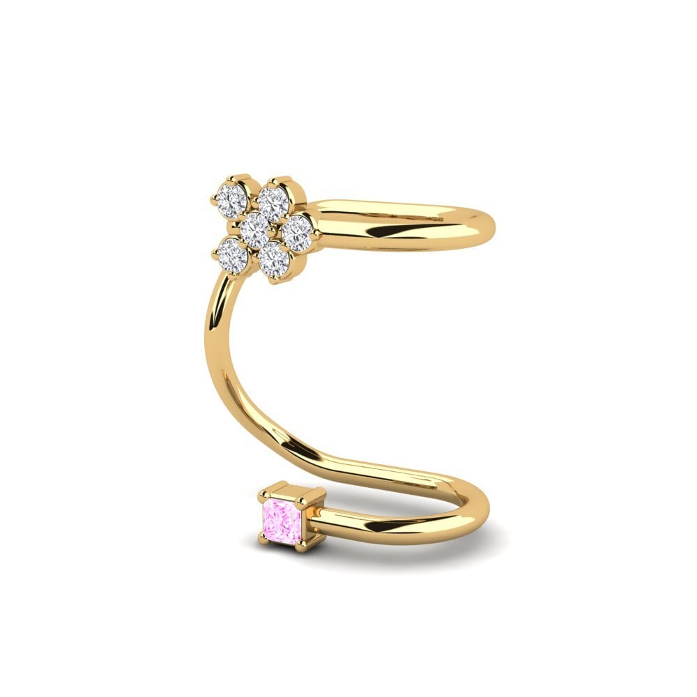 9k Oro Amarillo Zafiro Rosado Pendiente de mujer Musicke