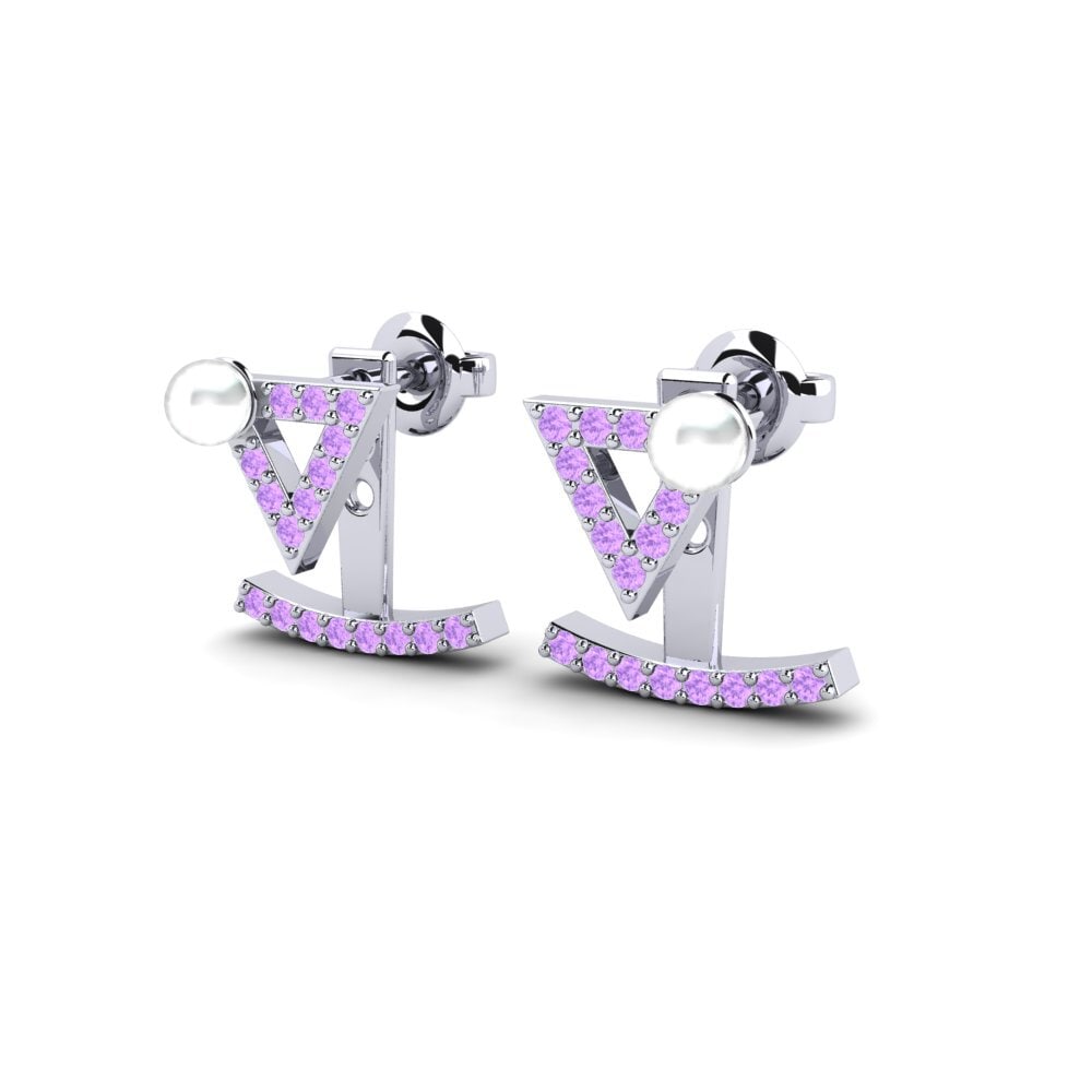 Weißgold 750 Amethyst Damen ohrring Mutiara