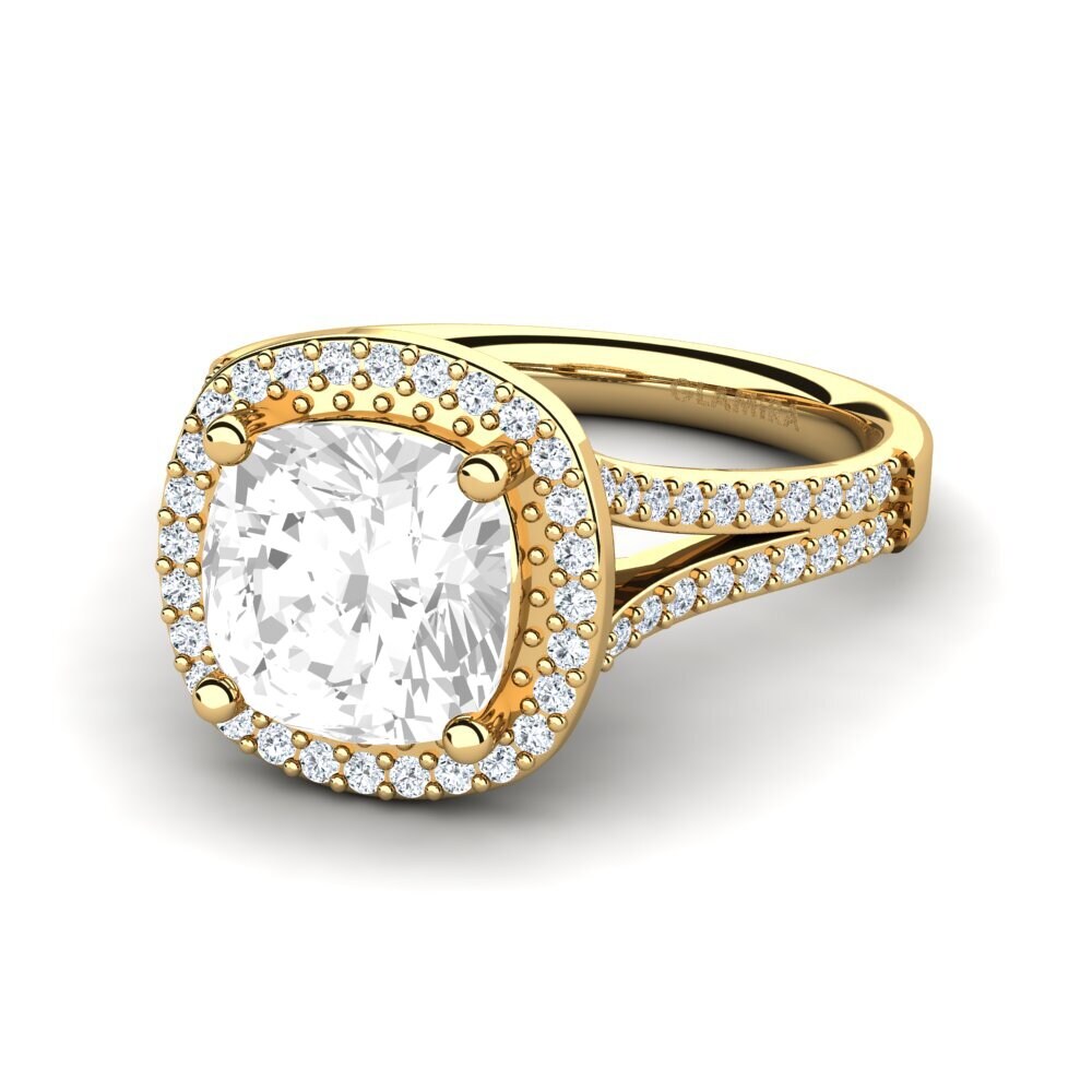 9k Oro Amarillo Topacio blanco Anillo de compromiso Mutinda