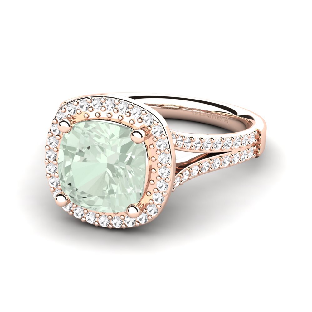 9k Rose Gold Green Amethyst Engagement Ring Mutinda