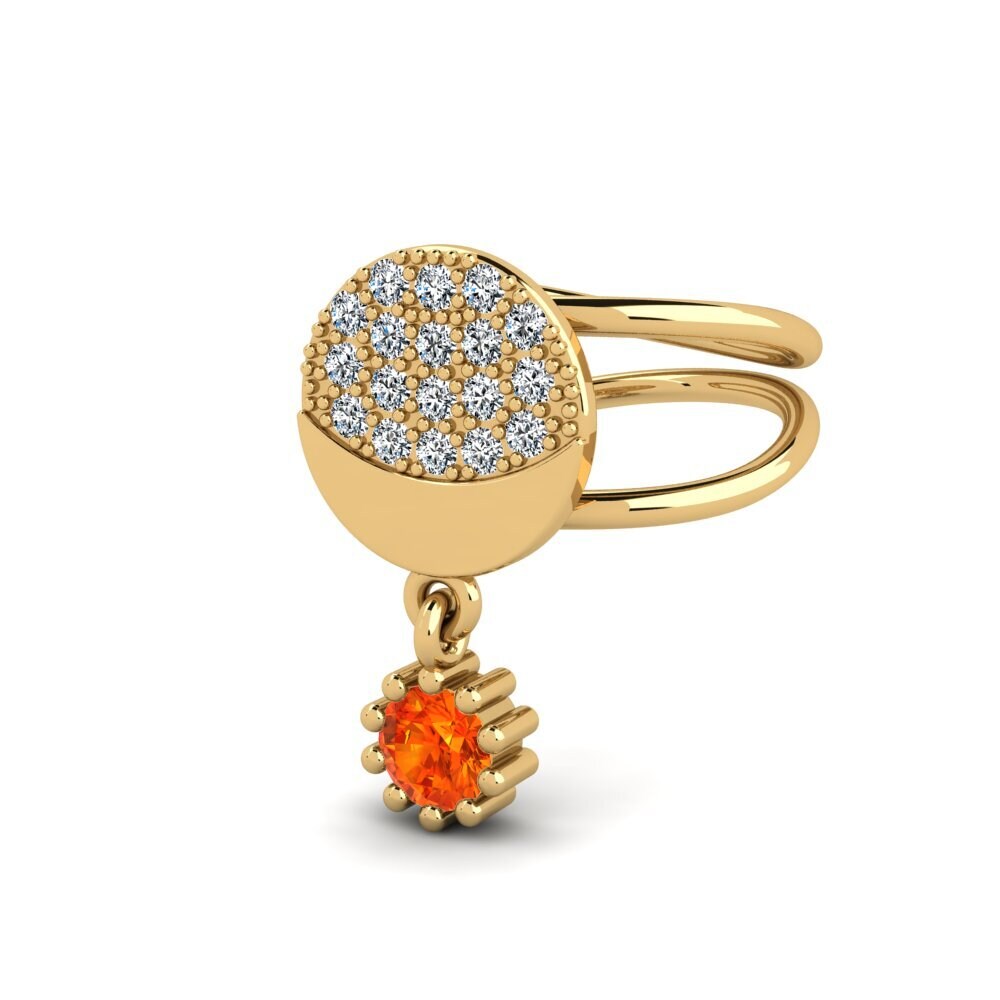 14ct Yellow Gold Orange Sapphire Women's Earring Mutions