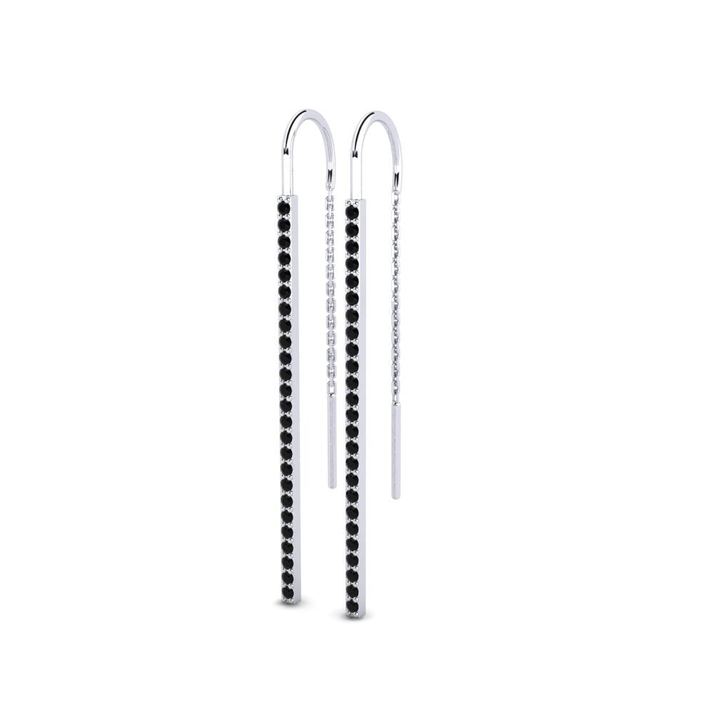 Oro Bianco 585 Diamante Nero Orecchino da donna Mwanga
