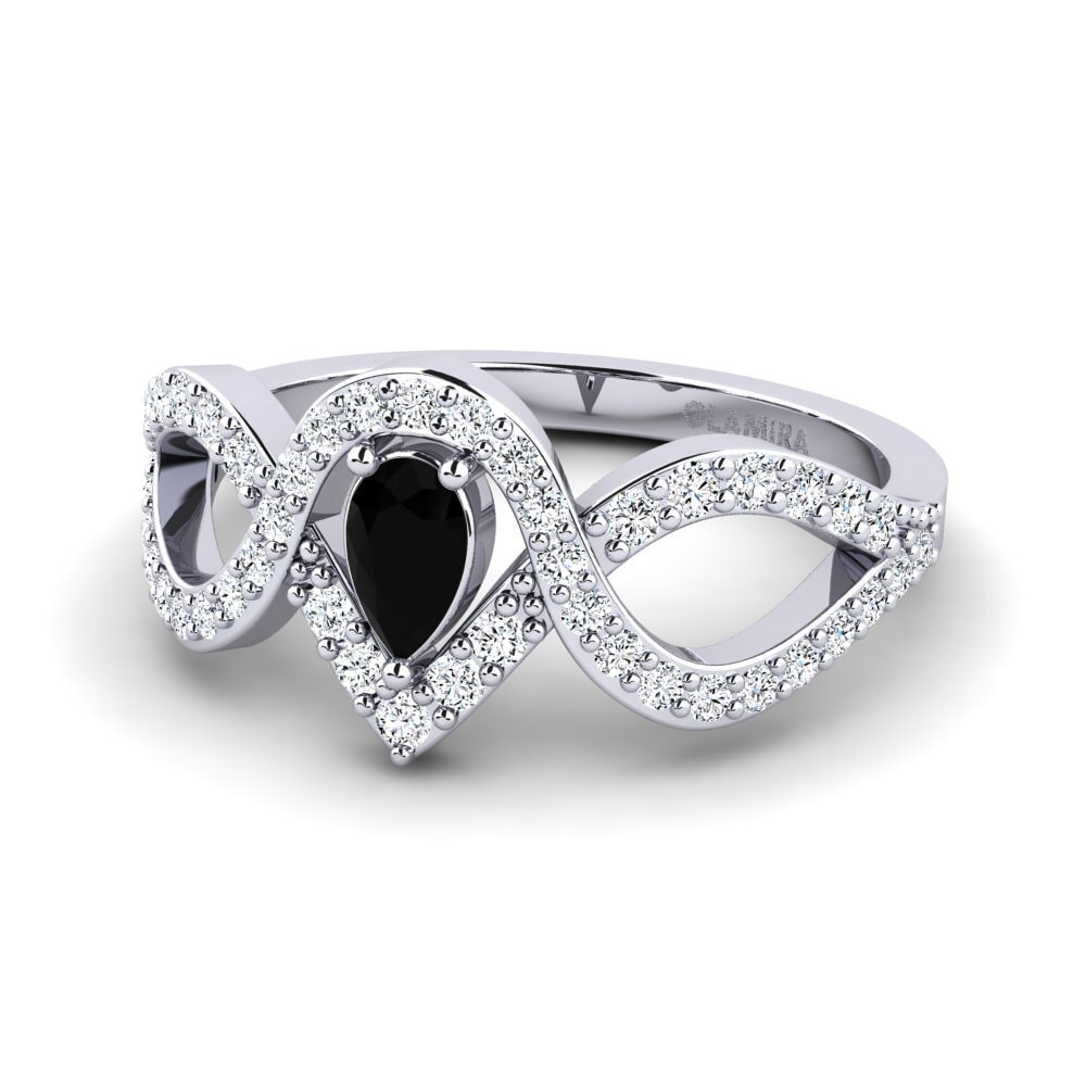 White Silver Black Onyx Women's Ring Myal