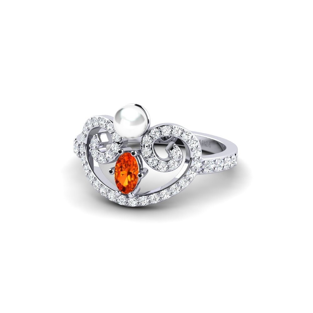 950 Platinum Orange Sapphire Ring Myedic