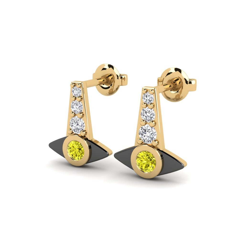 Diamant Jaune Boucle d'oreille femme Myloserdya