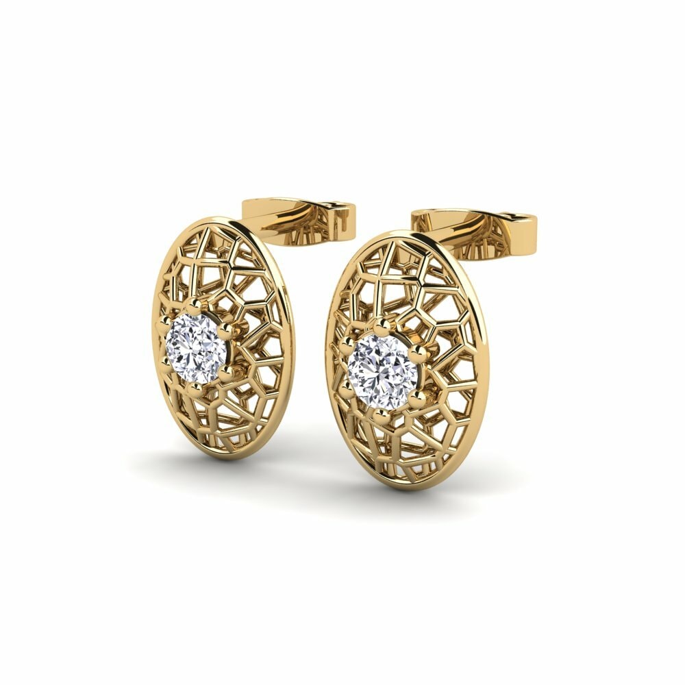 Round 0.2 Carat Fusion Moissanite 14k Yellow Gold Women's Earring Myrley