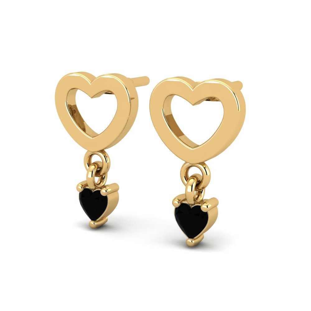Corazón Ónix Negro Pendiente de mujer Nadilee
