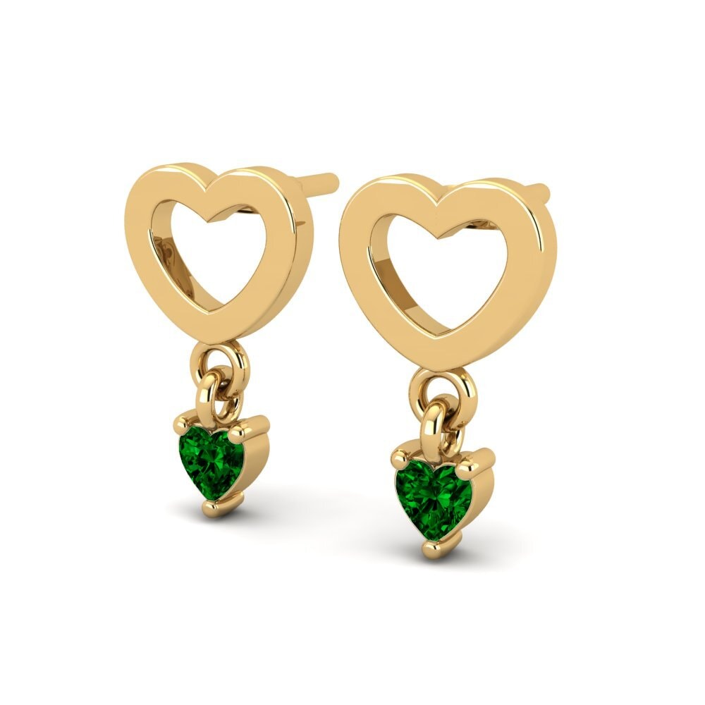 Corazón Circonita Verde Pendiente de mujer Nadilee