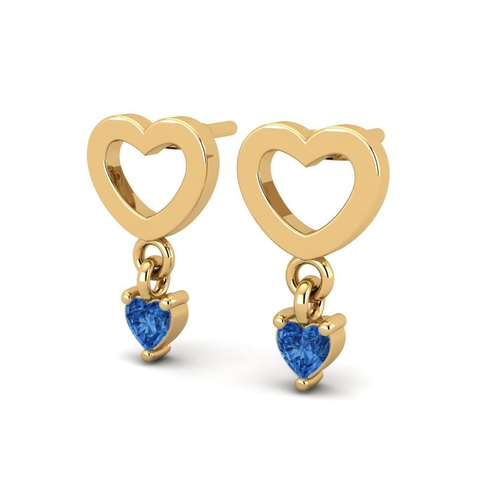 Corazón Circonita Azul Oscuro Pendiente de mujer Nadilee