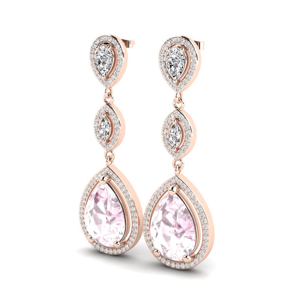 9k Oro Rosa Kunzite Pendiente de mujer Naida
