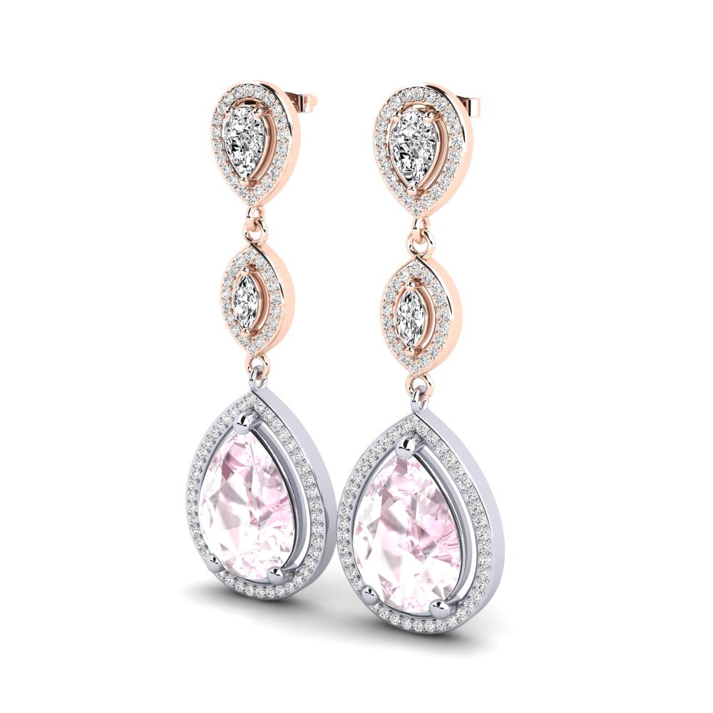 Vermelho & Branco-9K Kunzite Brincos Feminino Naida