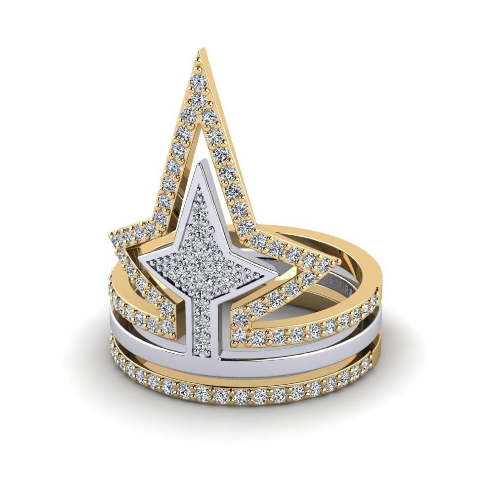9k Oro Amarillo & Blanco Anillo Naidelyn SET