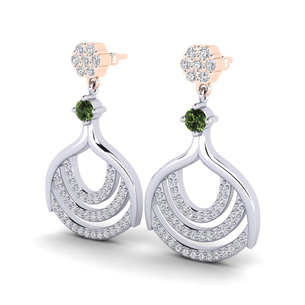 14ct White / Rose Gold Green Sapphire Women's Earring Nalda