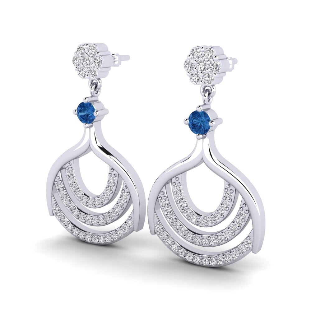 Zircônia azul escuro Brincos Feminino Nalda