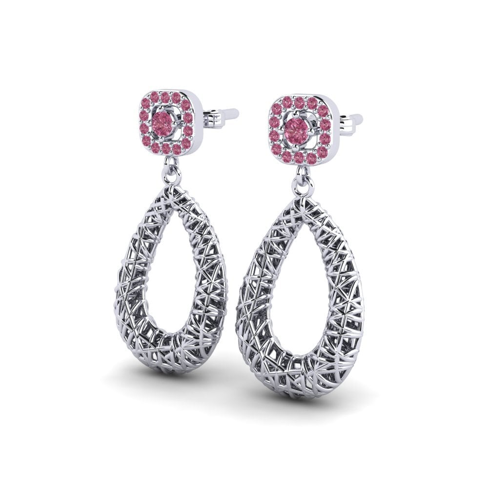 14ct White Gold Rhodolite Garnet Women's Earring Nancey