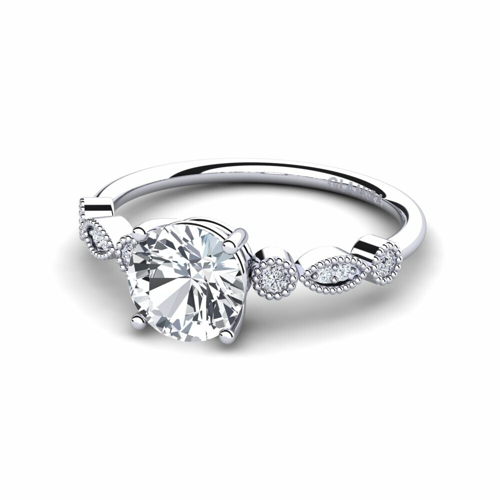 White Zircon Engagement Ring Naola