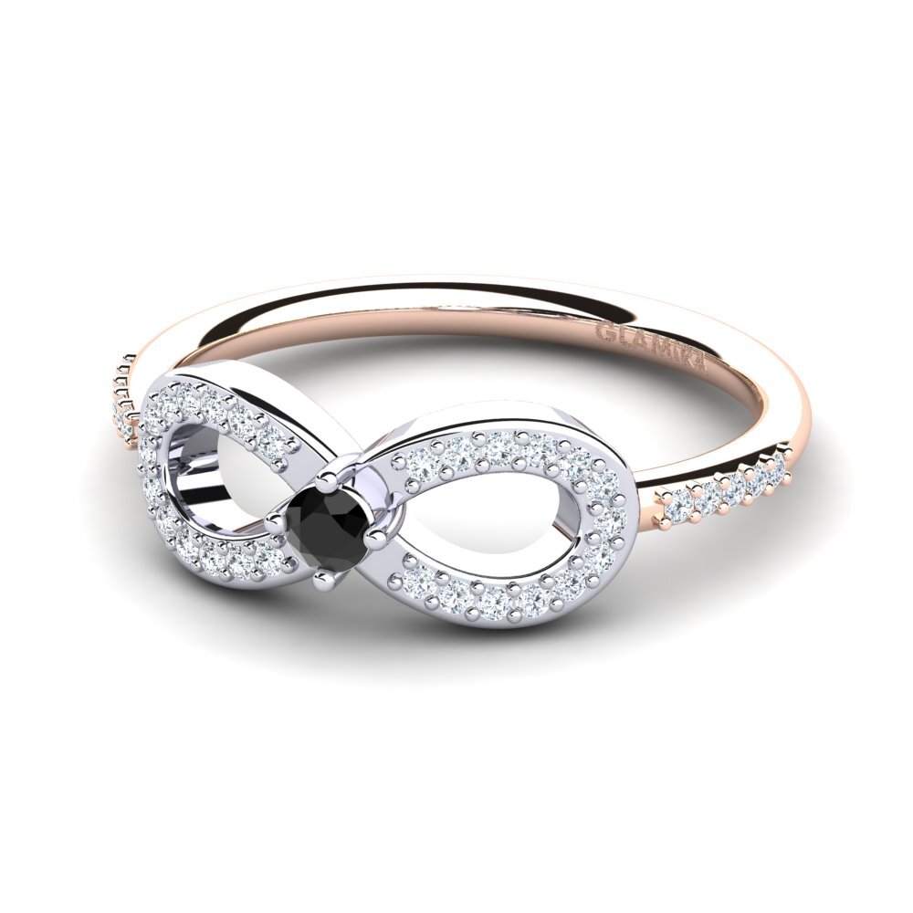 14ct Rose & White Gold Black Onyx Ring Naolin