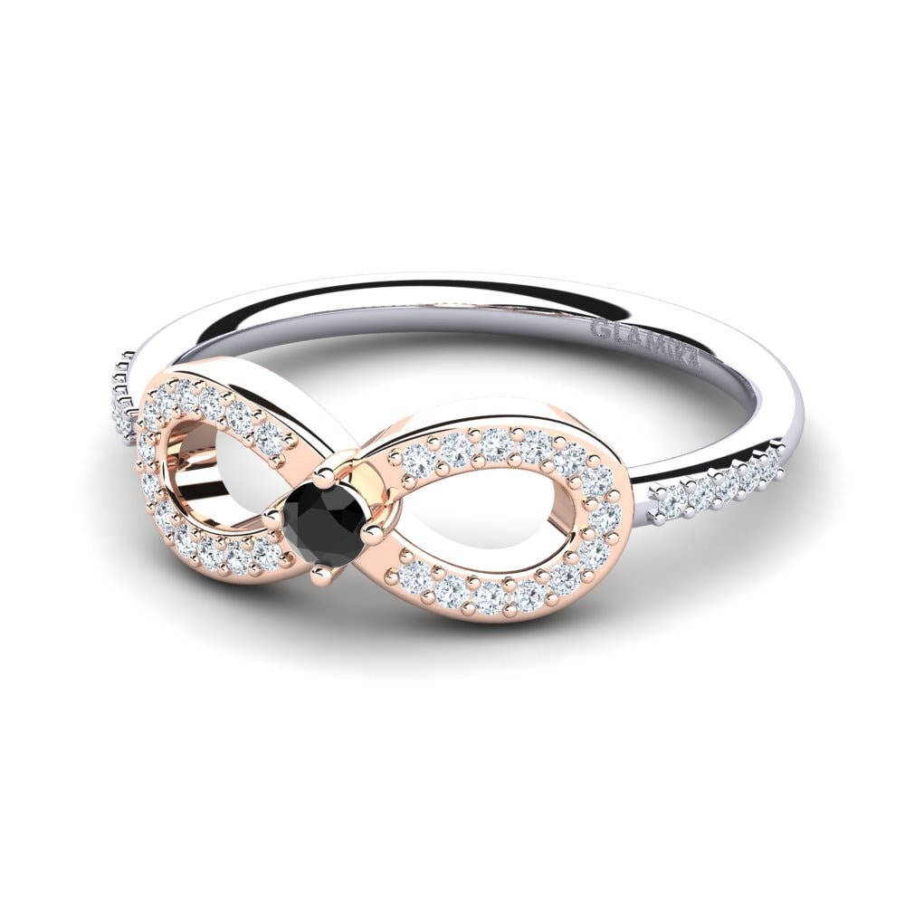 14ct White & Rose Gold Black Sapphire Ring Naolin