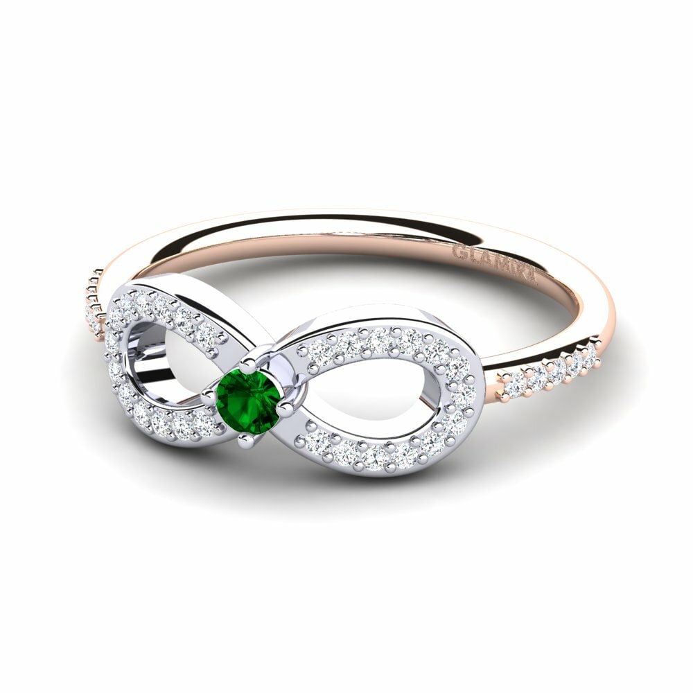 Bagues Or Rose& Blanc 18k Zircone Vert Infinity