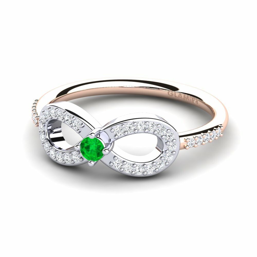 Bagues Or Rose& Blanc 14k Émeraude Infinity