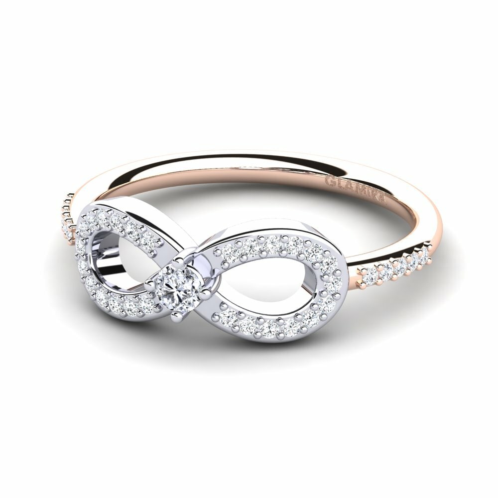 Bagues Or Rose& Blanc 14k Diamant De Synthèse Infinity