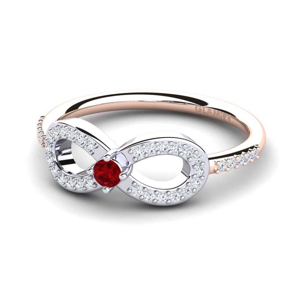 9ct Rose & White Gold Red Zirconia Ring Naolin