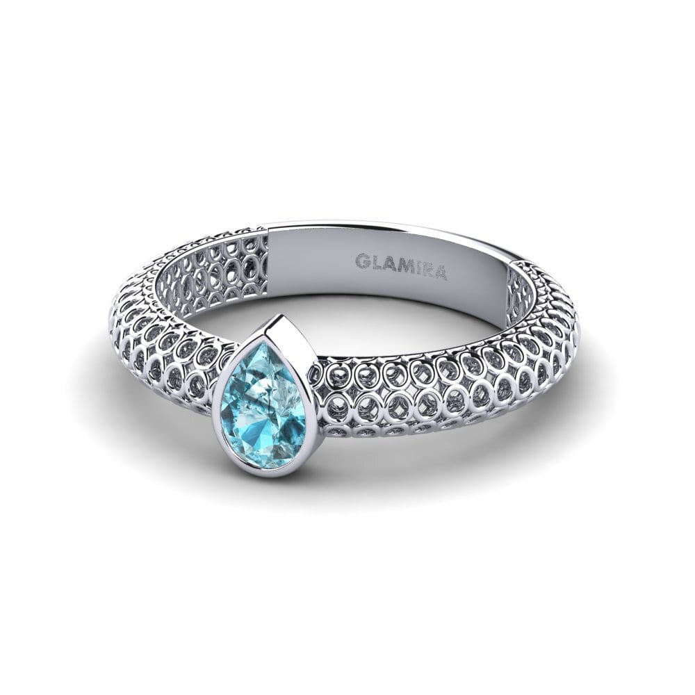 9k Oro Blanco Circón Azul Anillo de compromiso Narina