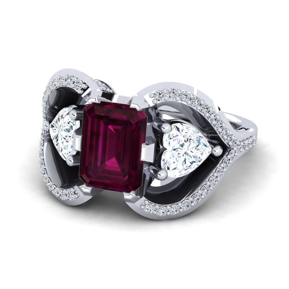 Granate Rhodolite Anillo de compromiso Nattesa