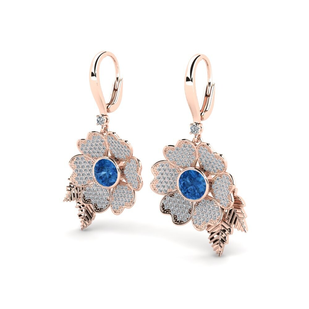 Zircônia azul escuro Brincos Feminino Nattha