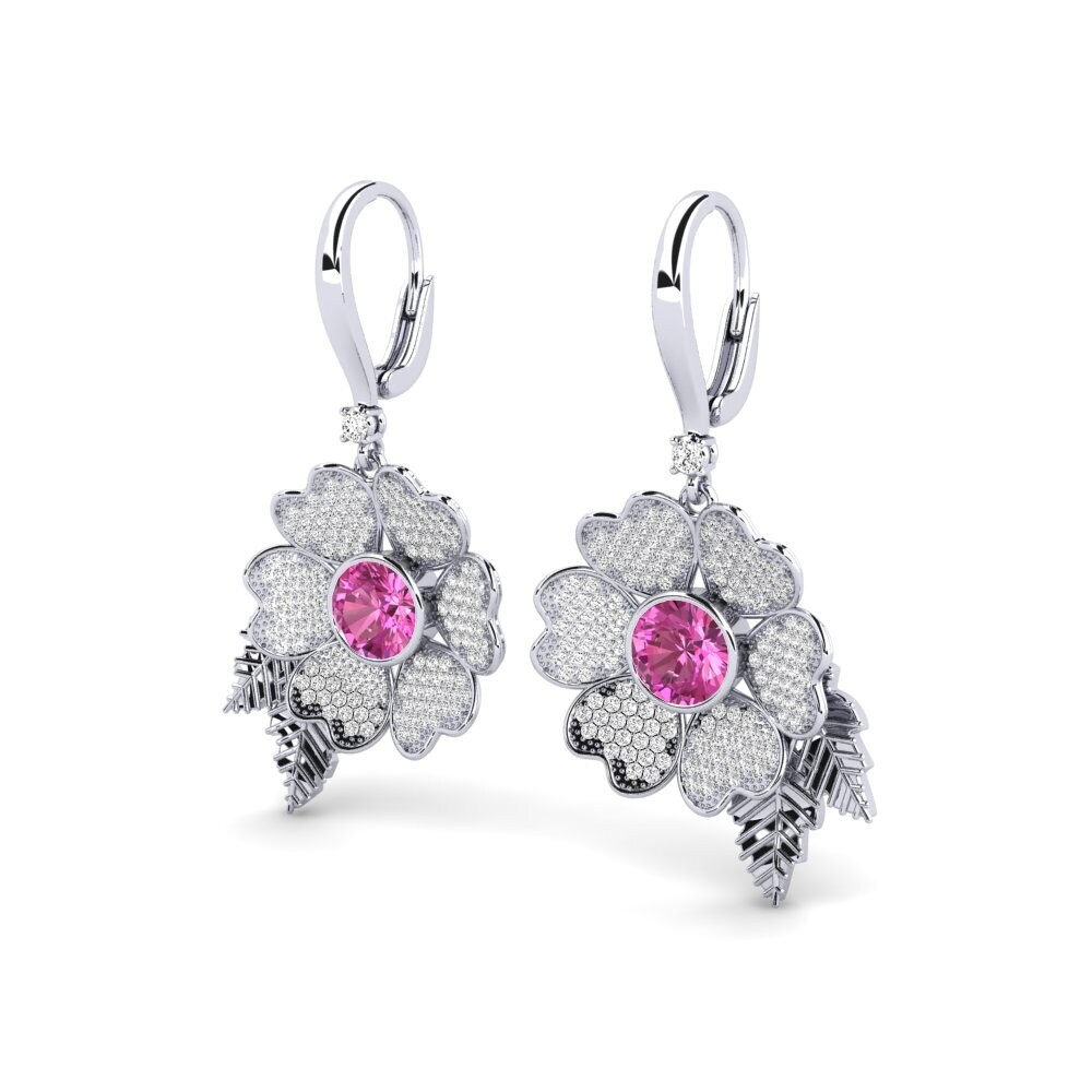 18k Oro Blanco Topacio Rosa Pendiente de mujer Nattha