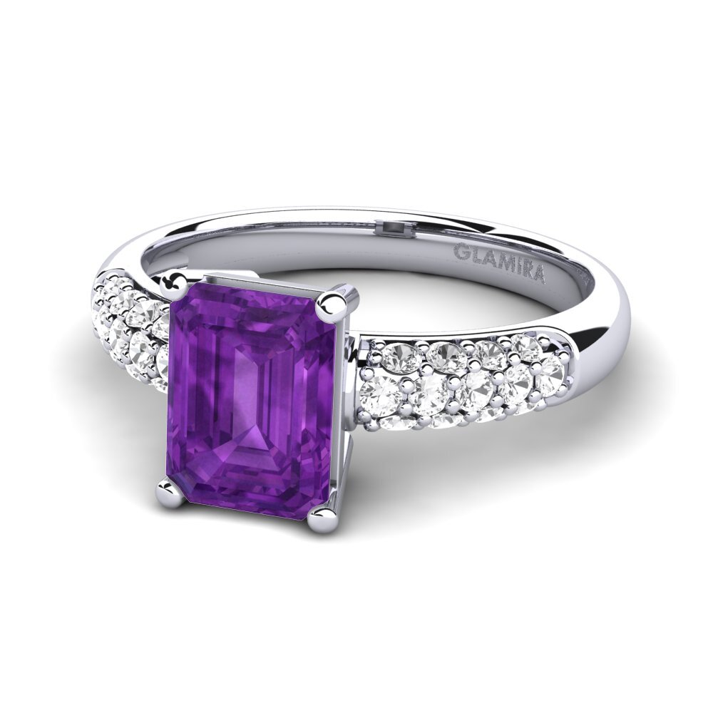White Silver Engagement Ring Navarra
