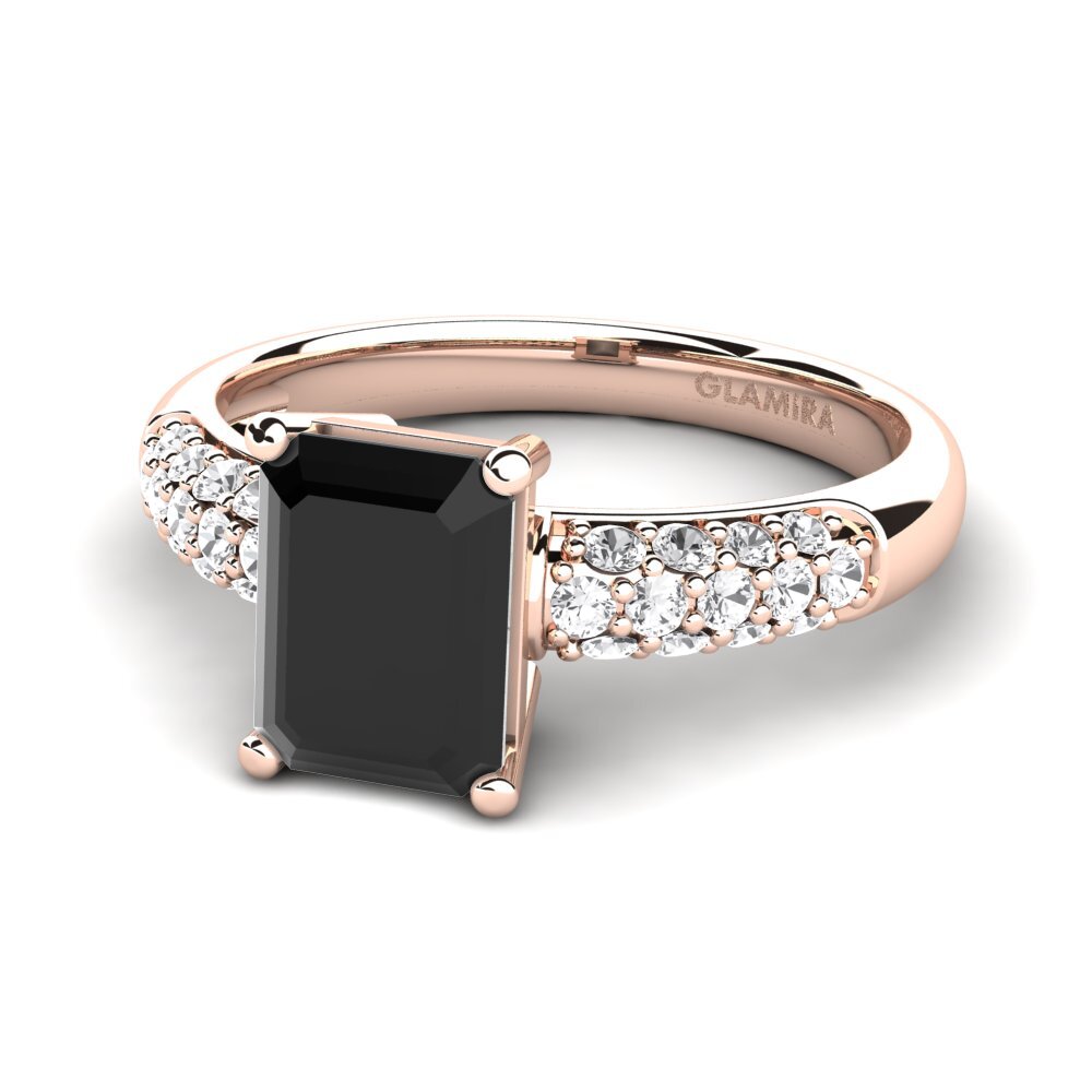 9k Rose Gold Black Onyx Engagement Ring Navarra