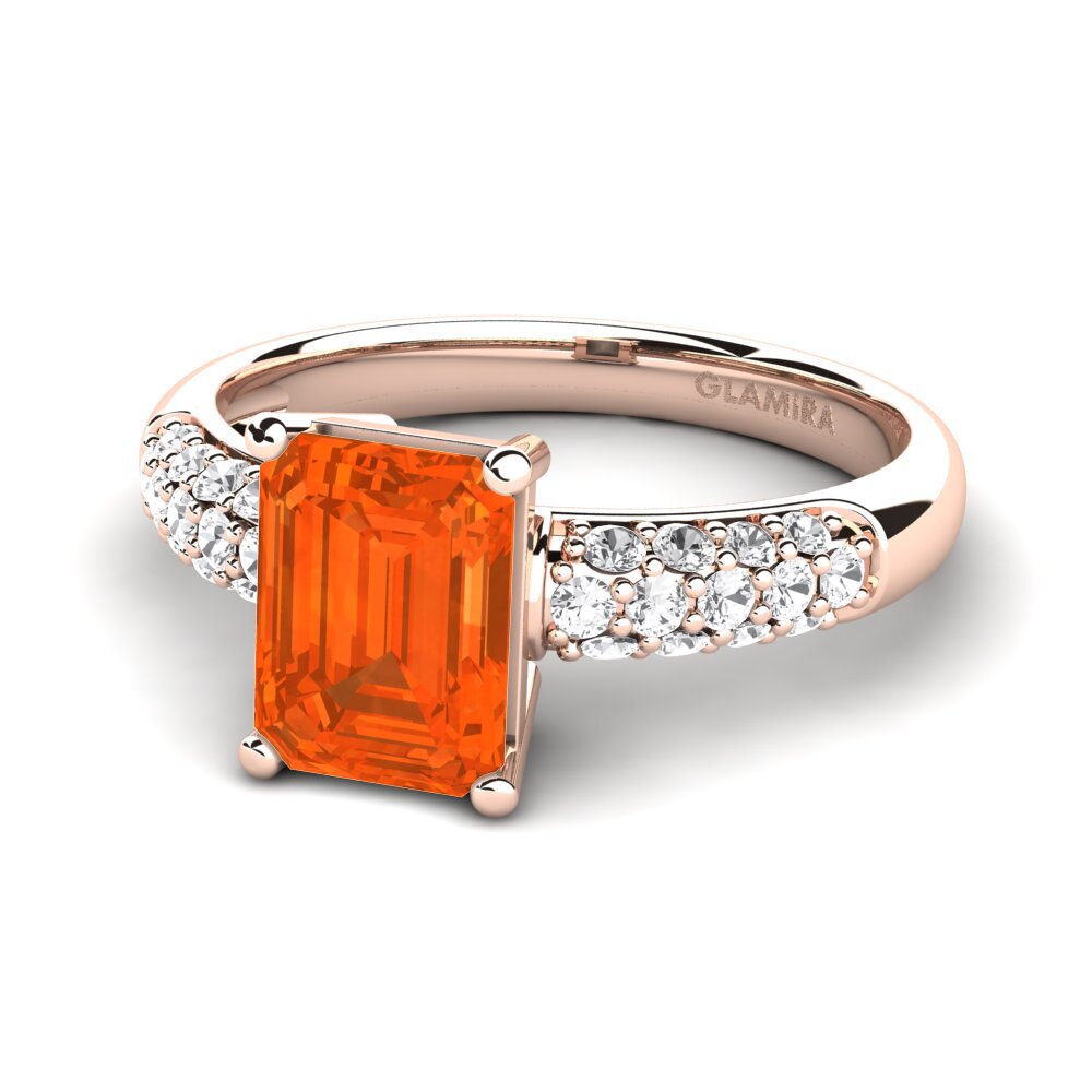9k Rose Gold Fire-Opal Engagement Ring Navarra