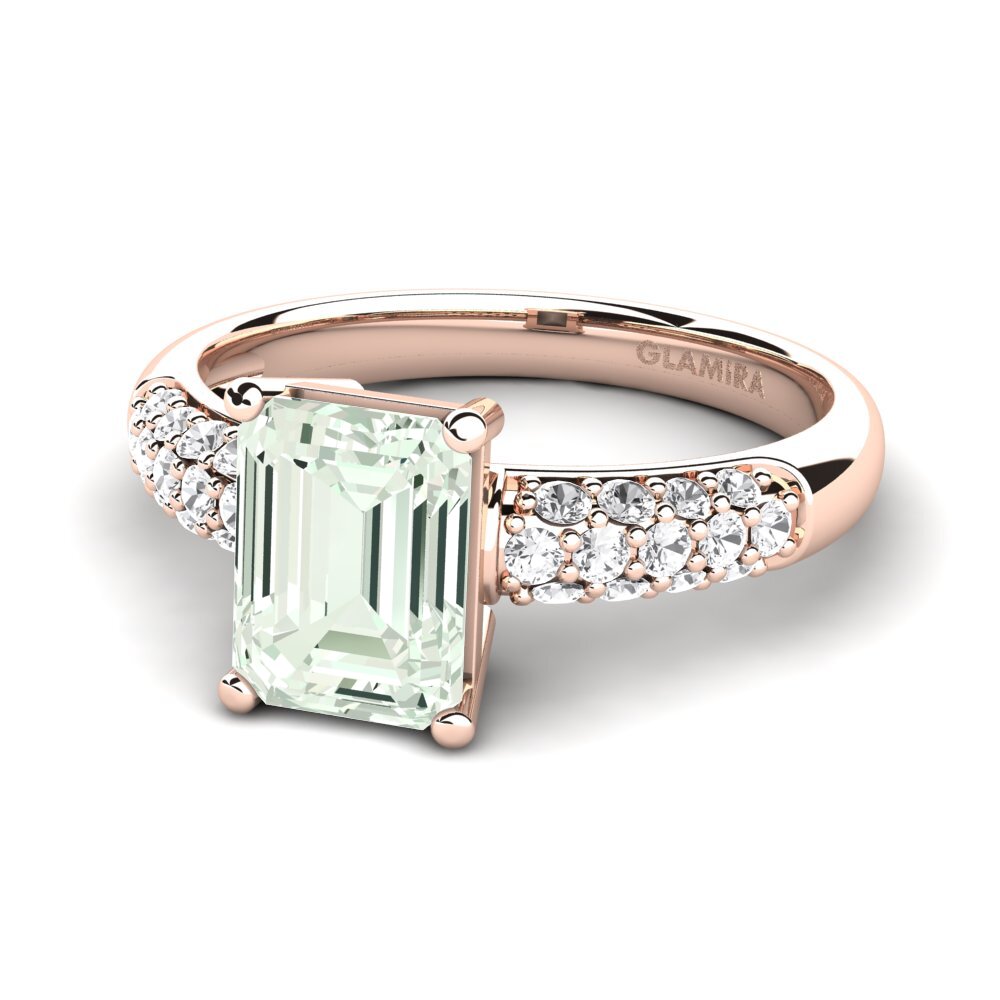 9k Rose Gold Green Amethyst Engagement Ring Navarra