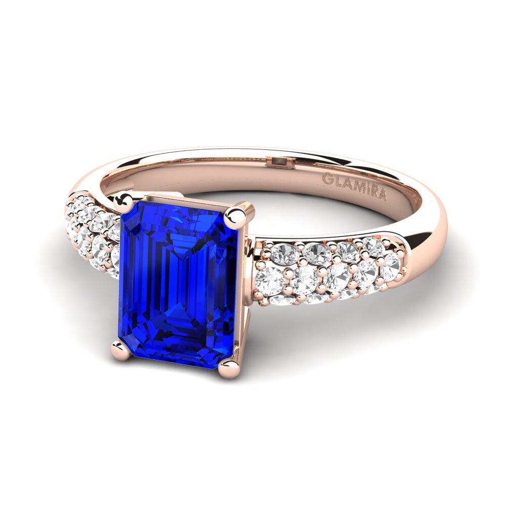 9k Rose Gold Sapphire (Lab Created) Engagement Ring Navarra
