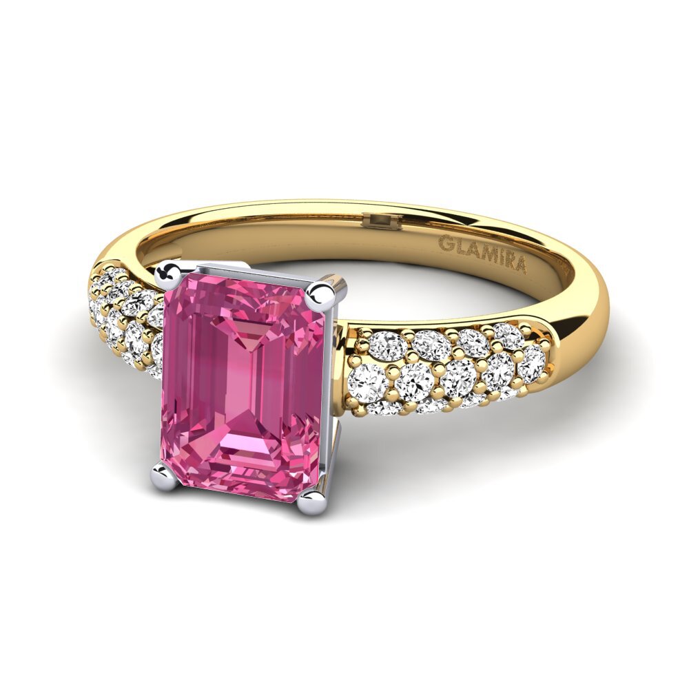 14ct Yellow / White Gold Pink Tourmaline Engagement Ring Navarra