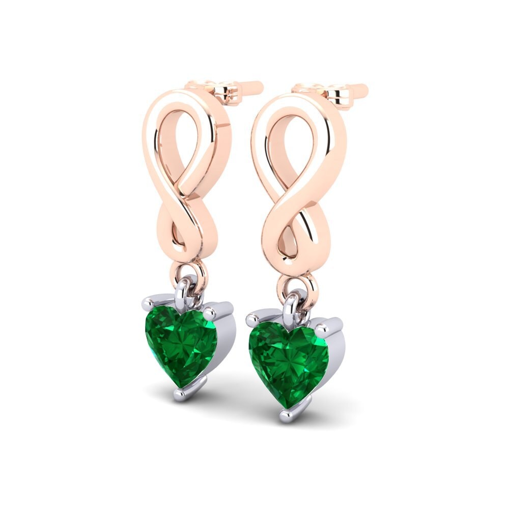 14k Oro Rosa & Blanco Esmeralda (creada en laboratorio) Pendiente de mujer Nayane
