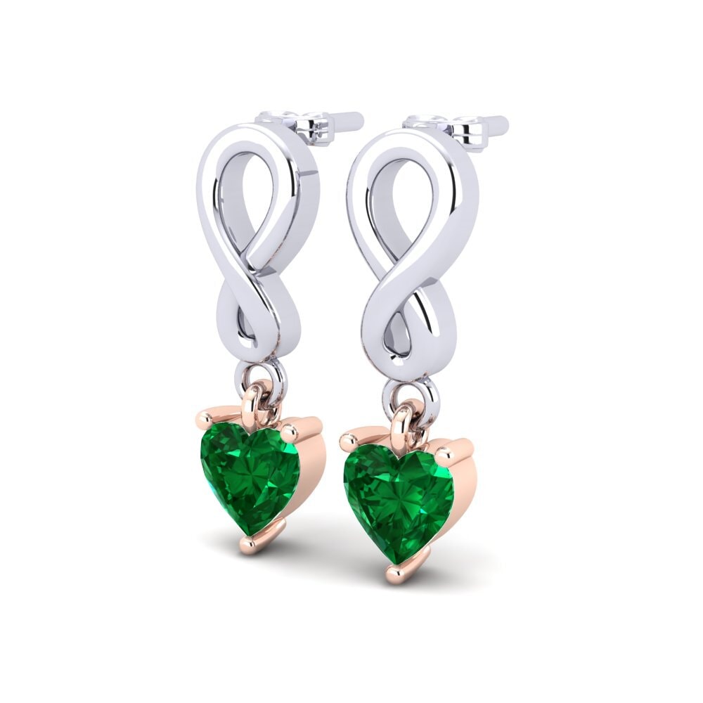 14ct White & Rose Gold Emerald (Lab Created) Women's Earring Nayane