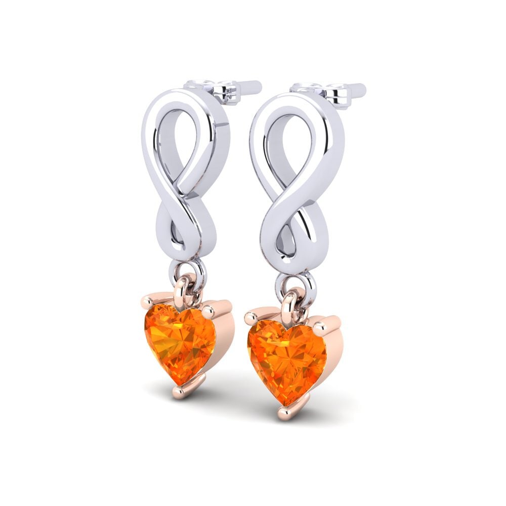 9K White & Rose Gold Orange Sapphire Earring Nayane