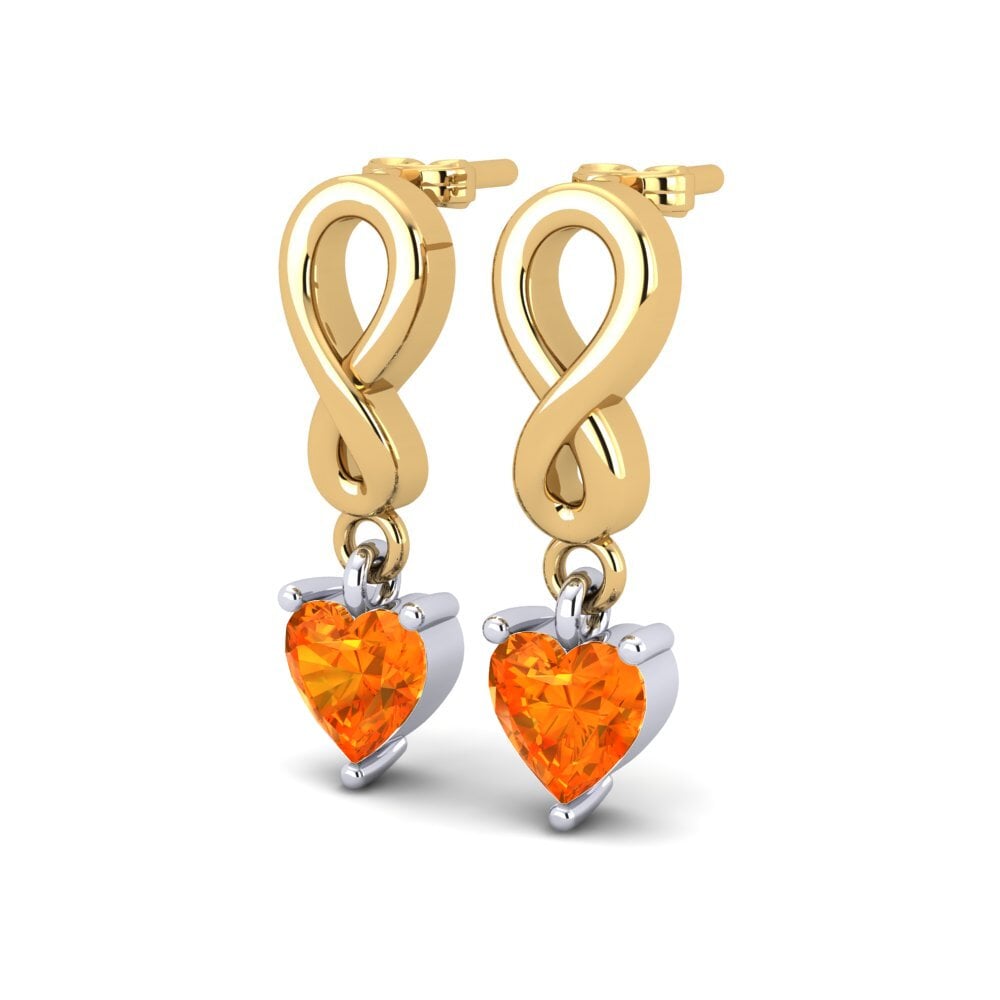14K Yellow & White Gold Orange Sapphire Earring Nayane