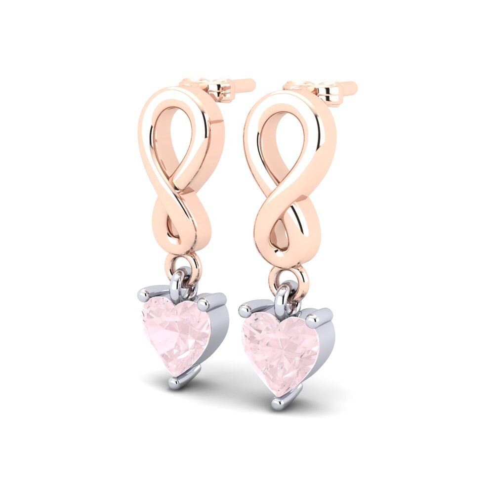 9k Oro Rosa & Blanco Cuarzo rosa Pendiente de mujer Nayane