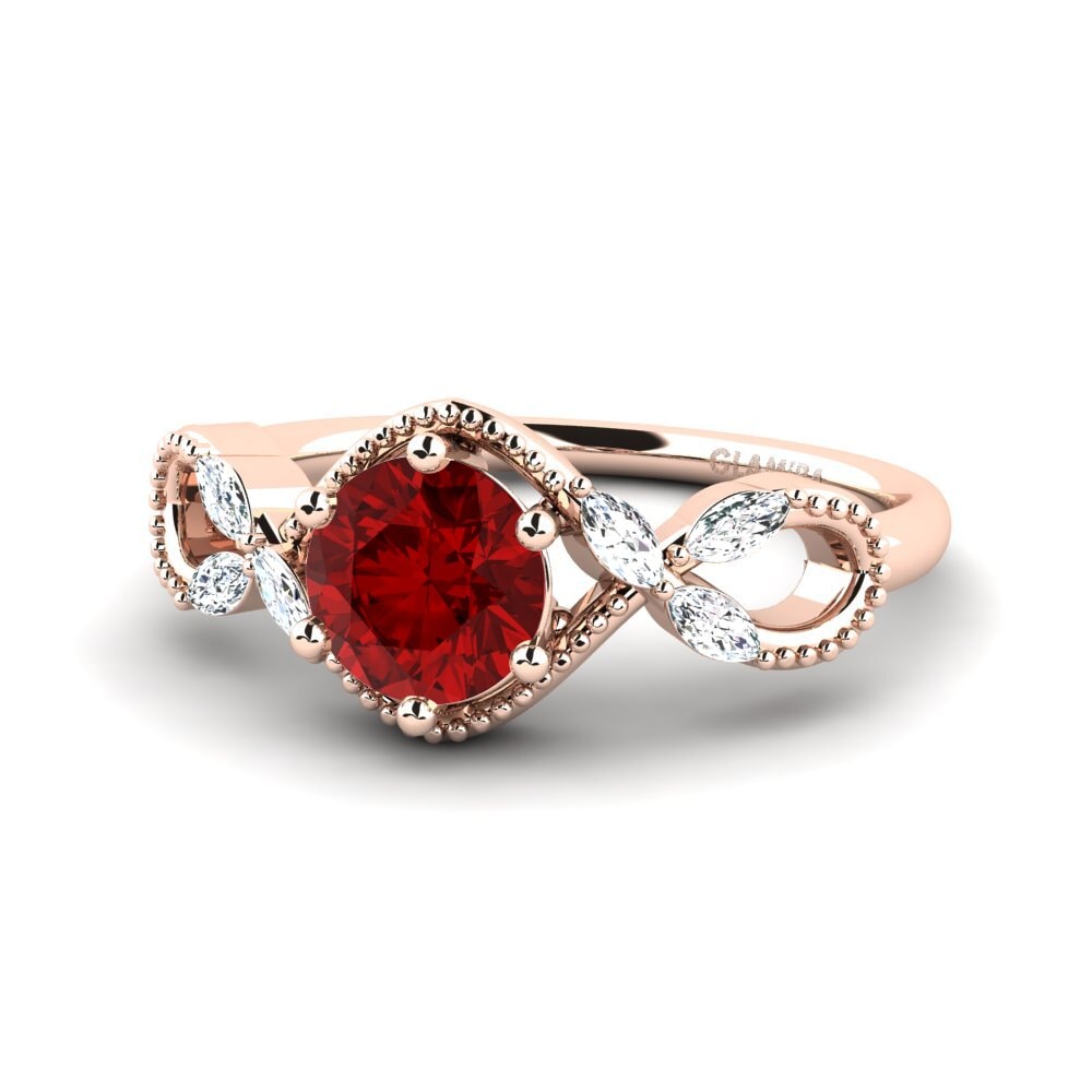 18ct Rose Gold Ruby (Lab Created) Women's Ring Nelen