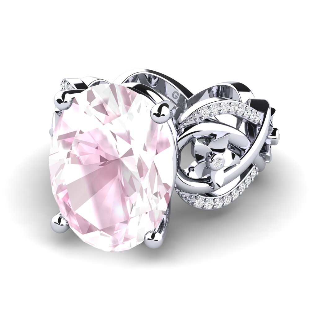White Silver Kunzite Ring Nella