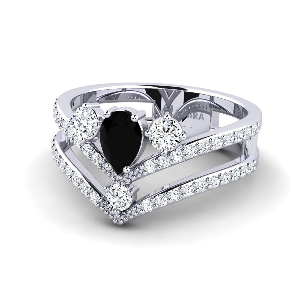 White Silver Black Onyx Women's Ring Nene
