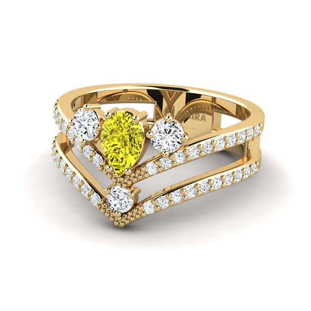 Diamante Amarelo Anel Feminino Nene