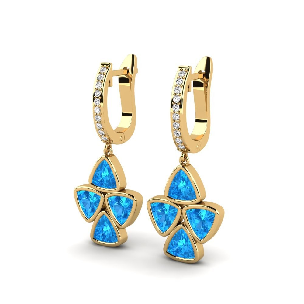 Azul Topázio Brincos Feminino Nereide
