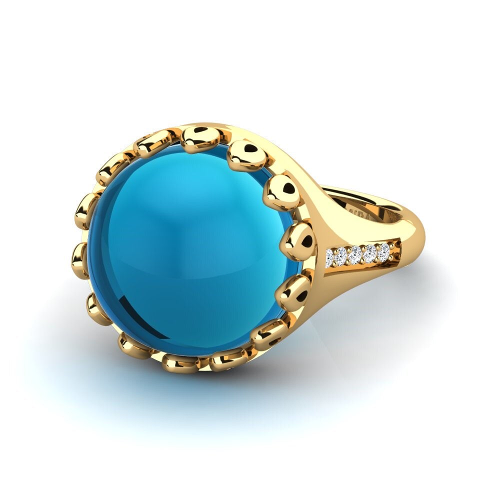 9k Oro Amarillo Topacio Azul Cabujón Anillo Nerina