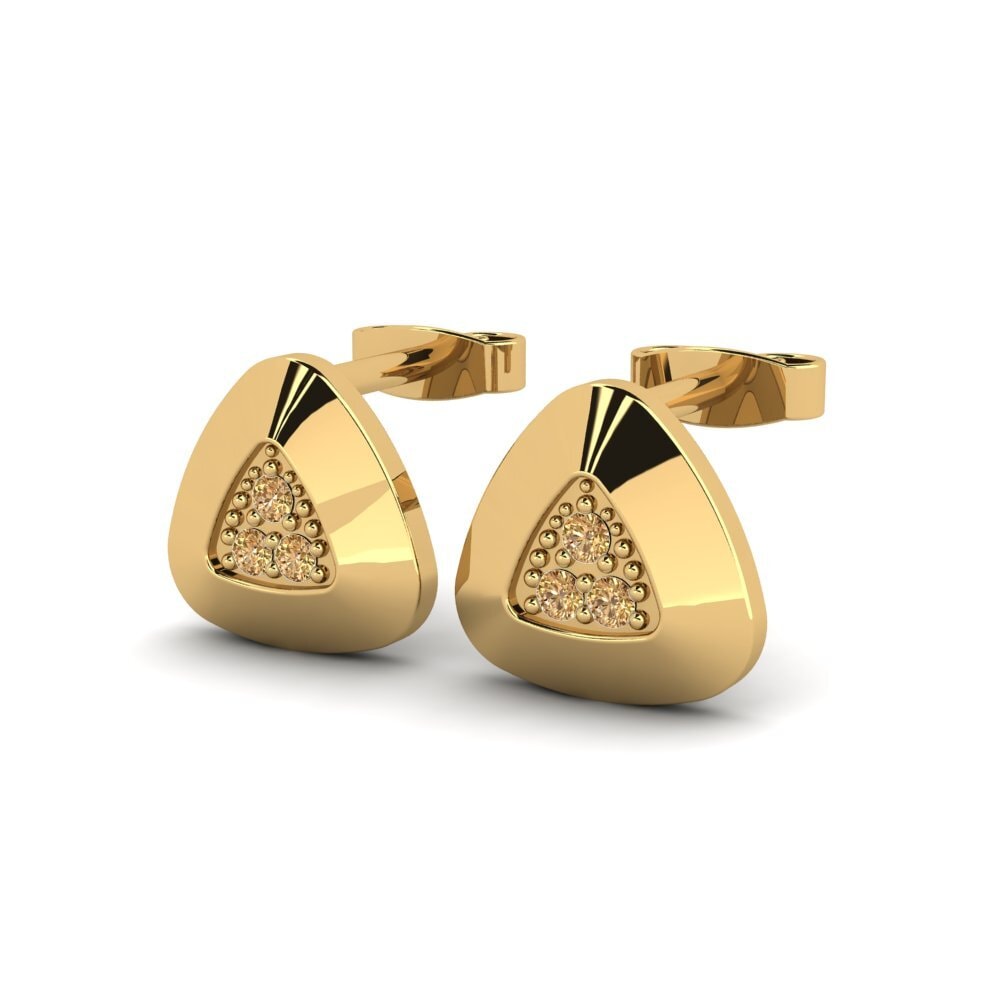14K Yellow Gold Brown Diamond Earring Nestan
