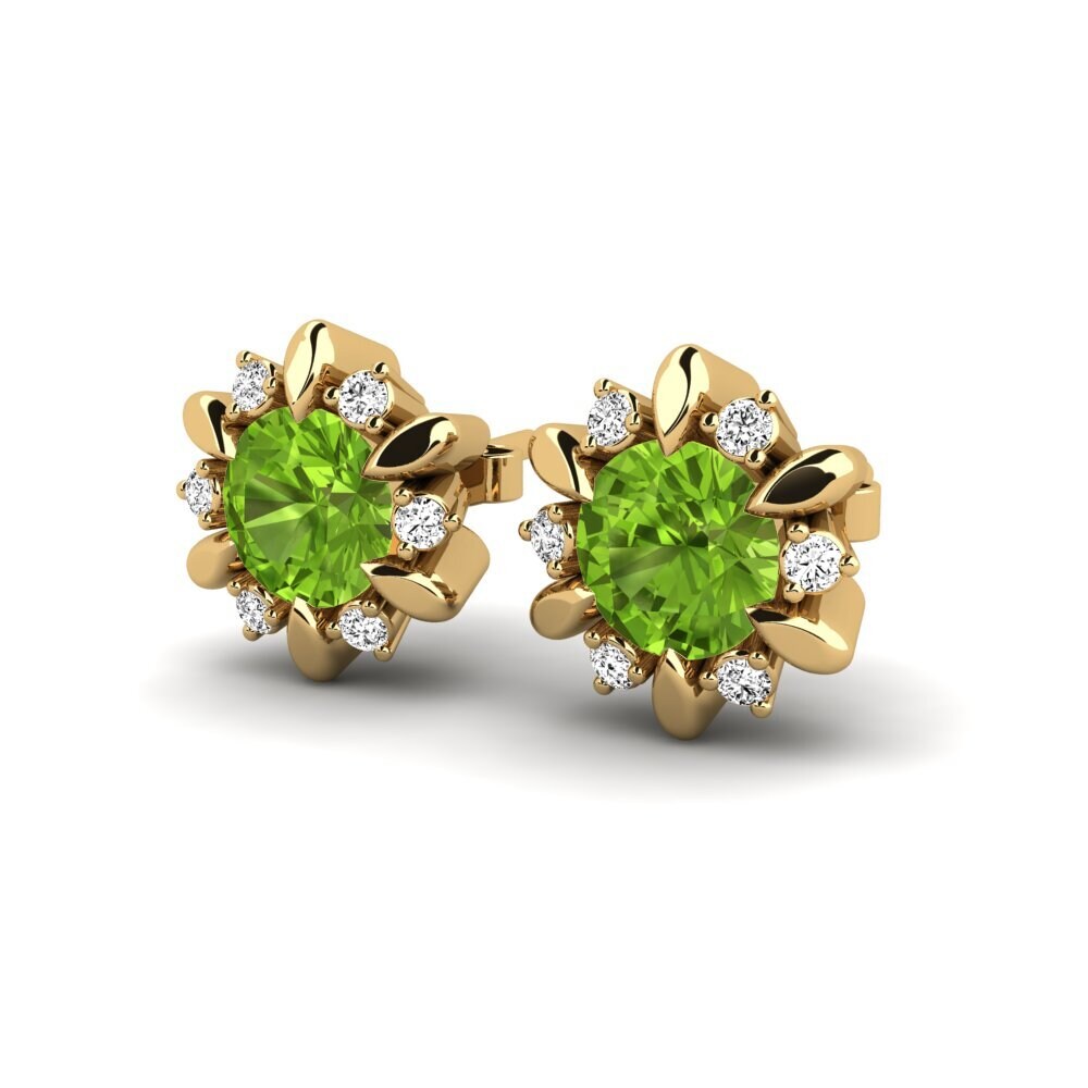 9k Oro Amarillo Peridoto Pendiente de mujer Neta